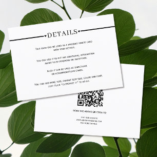 Elegant line and QR code black and white details Enclosure Card