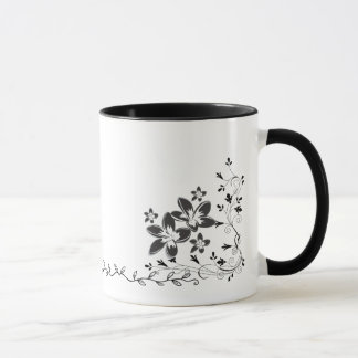 Elegant Line Art Butterfly and Floral Wrap Around Mug