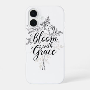 Elegant Line Art Flower Typography iPhone 16 Case
