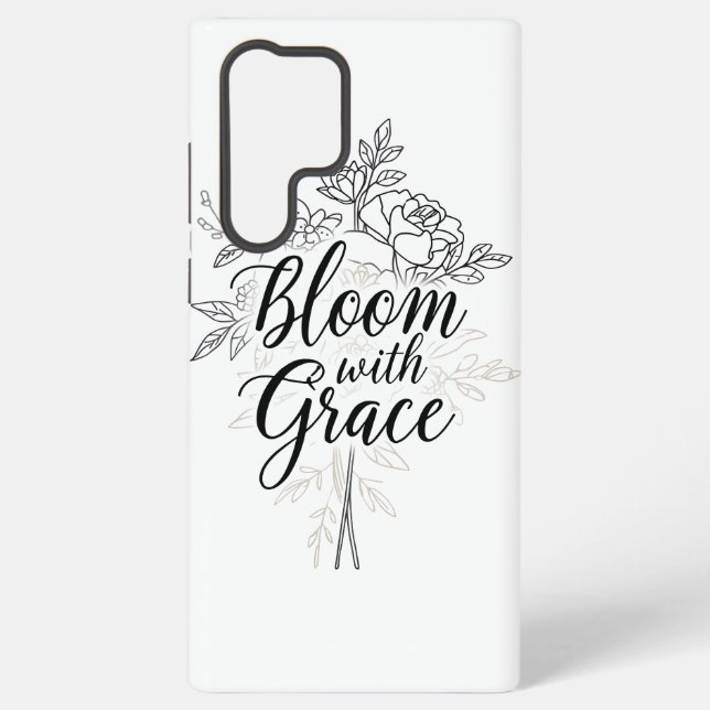 Elegant Line Art Flower Typography Samsung Galaxy S22 Ultra Case (Back)