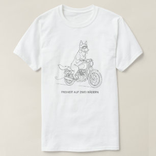 Elegant Line Art German Shepherd Biker Minimalist T-Shirt