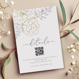Elegant Line Floral Wedding Details Enclosure Card