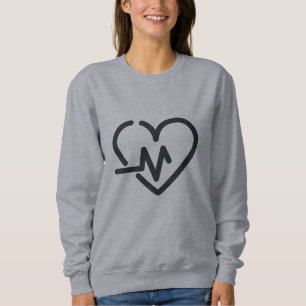 Elegant line heartbeat women grey sweatshirt