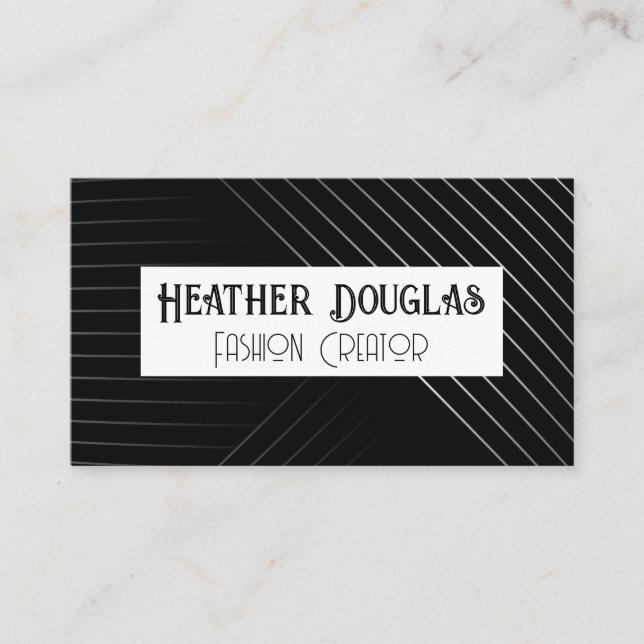 Elegant Line Pattern | Classic Black White Business Card (Front)