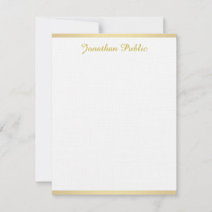 Elegant Linen Gold Creative Handwritten Script Top Card