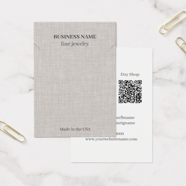 Elegant Linen QR Code Jewellery Business Necklace (Office)