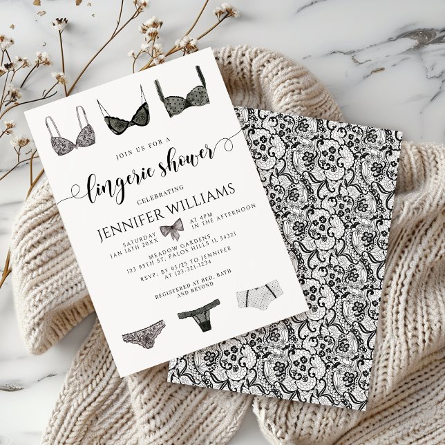 Elegant Lingerie Lace Bow Bridal Shower Invitation (Creator Uploaded)