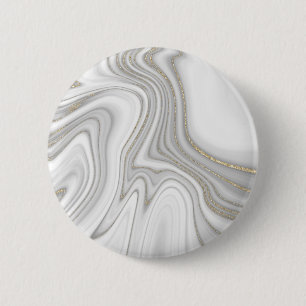 Elegant liquid gold glitter marble pattern 6 cm round badge