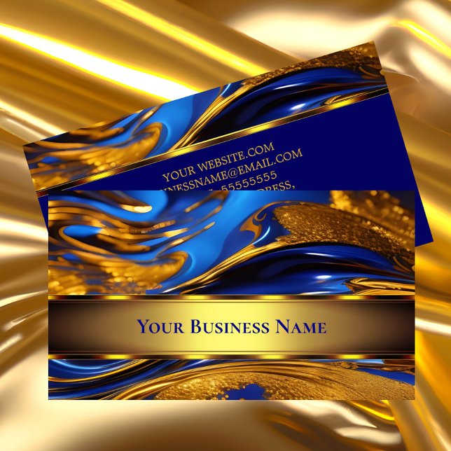 Elegant liquid gold Royal Blue Abstract  Business Card (Creator Uploaded)