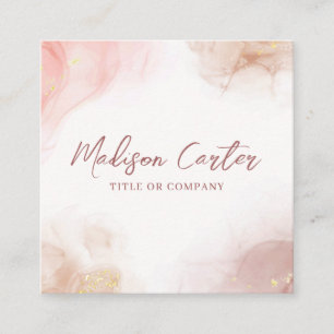 Elegant Liquid Watercolor Alcohol Ink Square Business Card