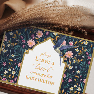 Elegant Little Bird Floral Baby Shower Guest Book