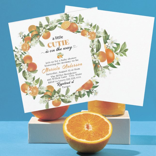 Elegant Little Cutie Citrus Orange WaterInvitation Invitation (Creator Uploaded)