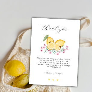 Elegant Little Cutie Lemon Citrus Baby Shower  Thank You Card