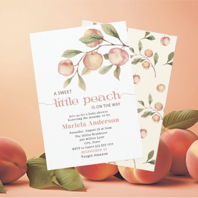 Elegant Little Peach Watercolor  Baby Shower Invitation (Creator Uploaded)