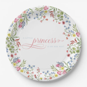 Elegant Little Princess Bear Royal Baby Shower Paper Plate