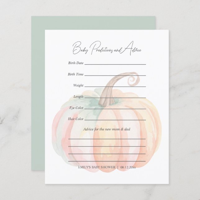 Elegant Little Pumpkin Baby Shower Guessing Game (Front/Back)