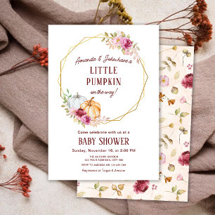 Elegant Little Pumpkin Baby Shower Invitation