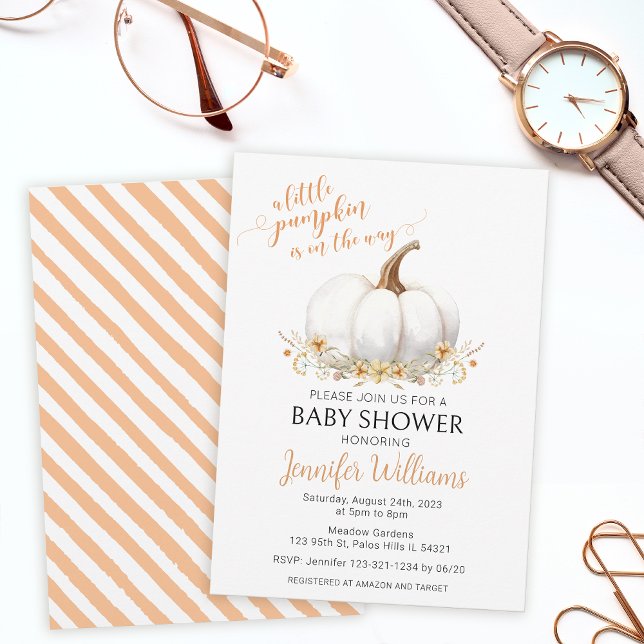 Elegant little pumpkin gender neutral baby shower invitation (Creator Uploaded)