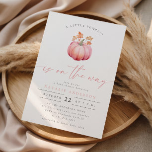 Elegant Little Pumpkin Girl Fall Baby Shower Invitation