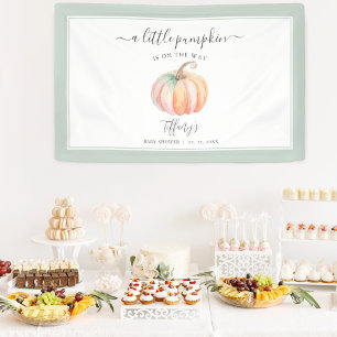 Elegant Little Pumpkin is On The Way Baby Shower Banner
