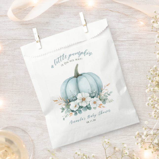 Elegant Little Pumpkin on His Way Boy Baby Shower Favour Bags (Clipped)