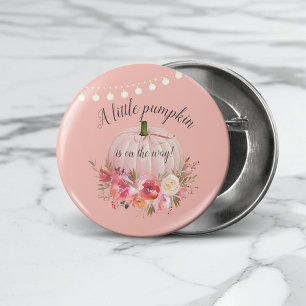 Elegant Little Pumpkin on the Way Baby Shower 7.5 Cm Round Badge