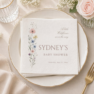Elegant Little Wildflower Neutral Baby Shower Napkin