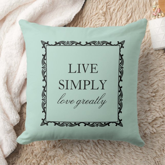 Elegant Live Simply Quote Sea Mist Green Cushion (Blanket)