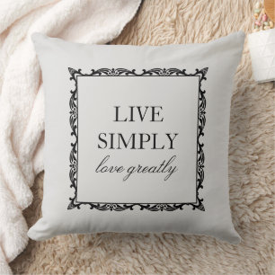 Elegant Live Simply Quote Silver Grey Cushion