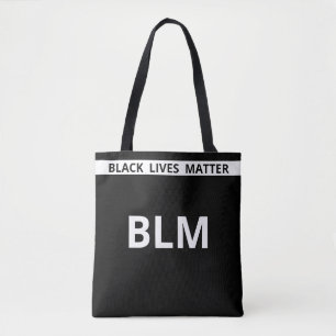 Elegant Lives Matter BLM Text on Black & White Tote Bag