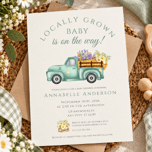Elegant Locally Grown Neutral Baby Shower Invitation