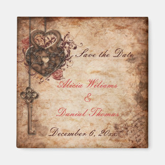 Elegant Lock and Key Save the Date Magnet