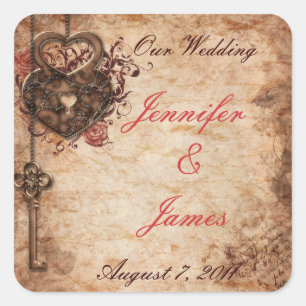 Elegant Lock and Key Wedding Sticker