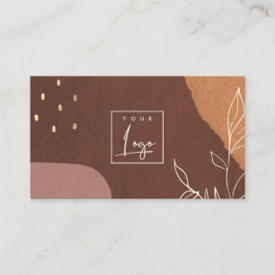 Elegant Logo Abstract Brown Orange Leafy Foliage Business Card