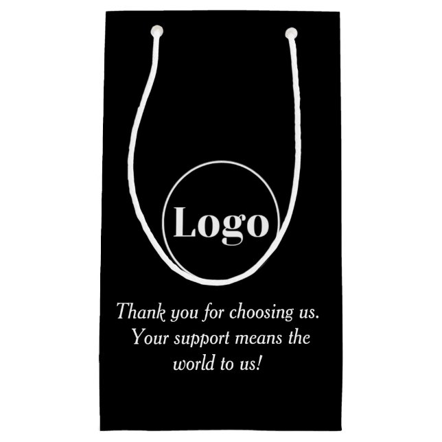 Elegant Logo Black Shopping Bag for Small Business (Front)