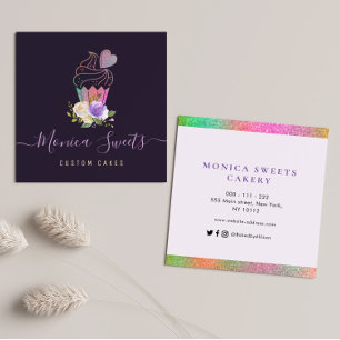 Elegant logo custom cakery square business card