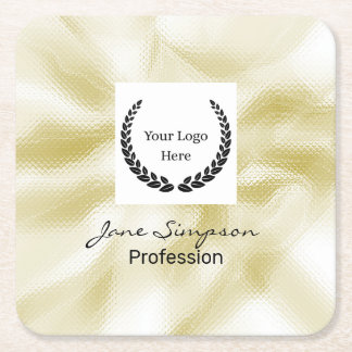 Elegant Logo Gold Texture Square Paper Coaster