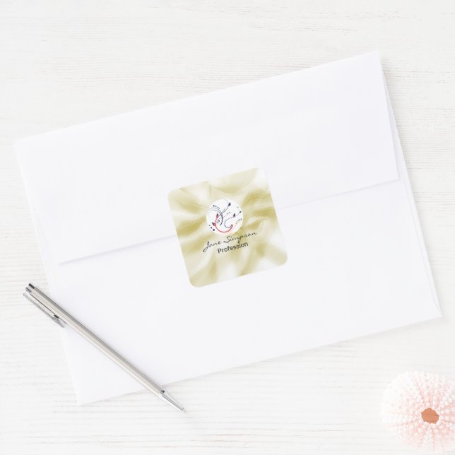 Elegant Logo Gold Texture Square Sticker (Envelope)