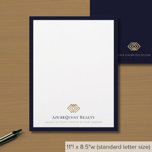 Elegant Logo Luxury Navy Border Custom Letterhead