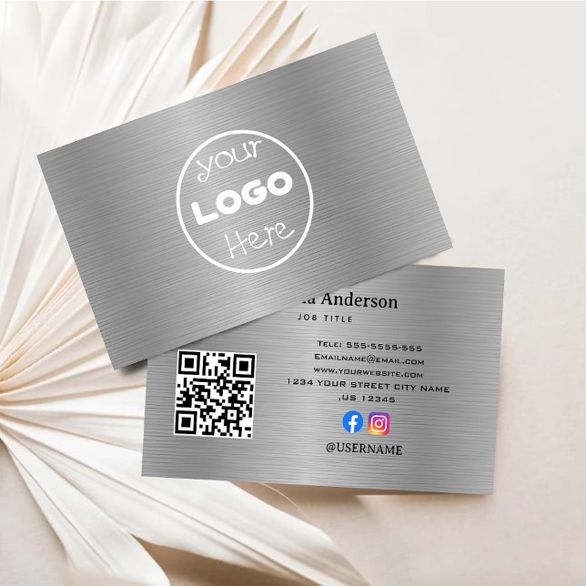 Elegant Logo Metal Aluminium Silver Brushed Business Card (Elegant Logo Metal Aluminum Silver Brushed Business Card)