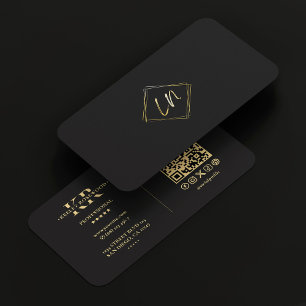 Elegant Logo Social Media Professional Black Business Card