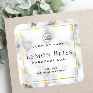 Elegant logo white marble border product label