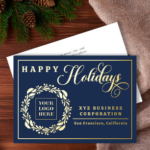 Elegant Logo Wreath Happy Holidays Business