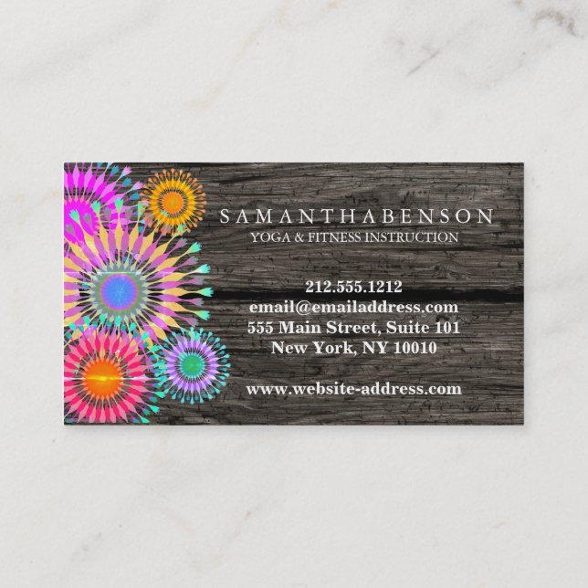 Elegant Logo Yoga Meditation Lotus Flowers Business Card (Back)