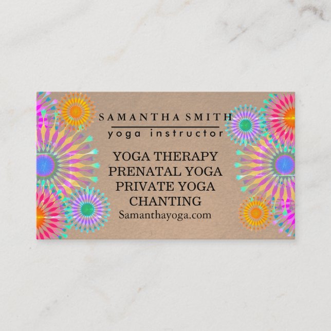 Elegant Logo Yoga Meditation Lotus Flowers Business Card (Front)