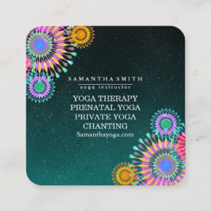 Elegant Logo Yoga Meditation Lotus Flowers Square Business Card