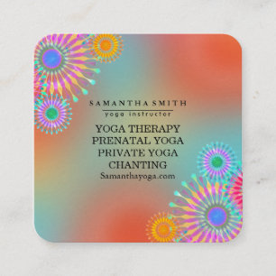Elegant Logo Yoga Meditation Lotus Flowers Square Square Business Card