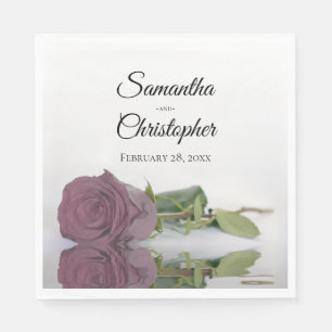 Elegant Long Stemmed Dusty Mauve Rose Wedding Napkin