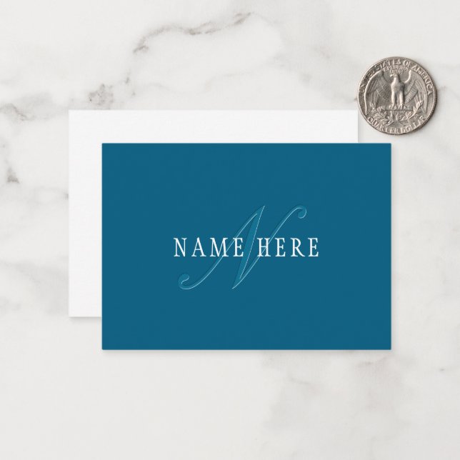Elegant Looking Monogram | Ocean Blue Card (Front/Back In Situ)