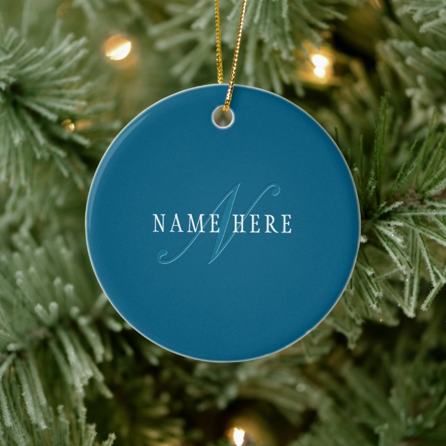 Elegant Looking Monogram | Ocean Blue Ceramic Tree Decoration (Tree)